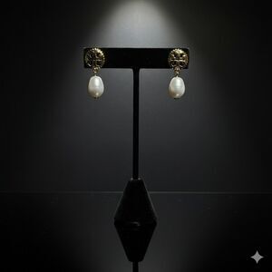 Tory Burch Gold Miller Cultured Pearl Drop Earrings